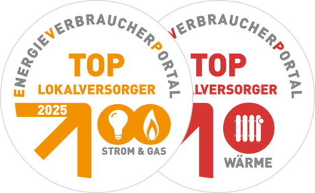 Guetesiegel der Energieverbraucherportal fuer die WSW als Top Lokalversorger fuer Strom Gas Waerme 2025 