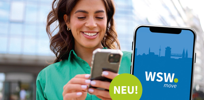 Eine junge Frau nutzt die App WSW move